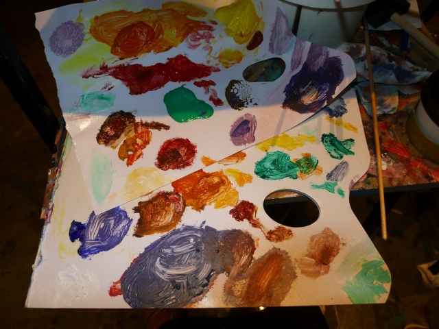 The paint palette where I mixed my own colours! 